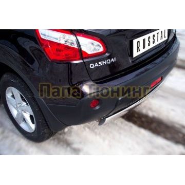 Защита заднего бампера овальная 75х42 мм РусСталь для Nissan Qashqai 2010-2014