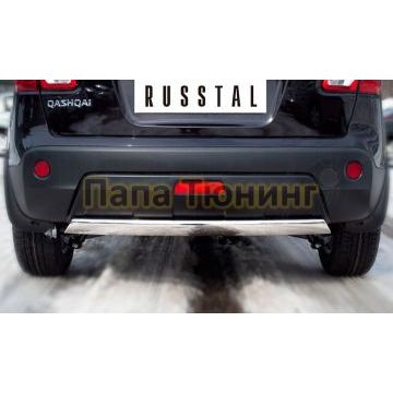 Защита заднего бампера овальная 75х42 мм РусСталь для Nissan Qashqai 2010-2014