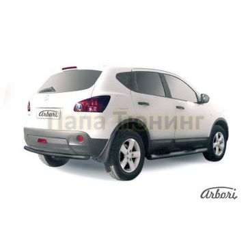 Защита заднего бампера чёрная сталь 57 мм Slitkoff для Nissan Qashqai 2010-2014 Защита заднего бампера чёрная сталь 57 мм Slitkoff для Nissan Qashqai 2010-2014