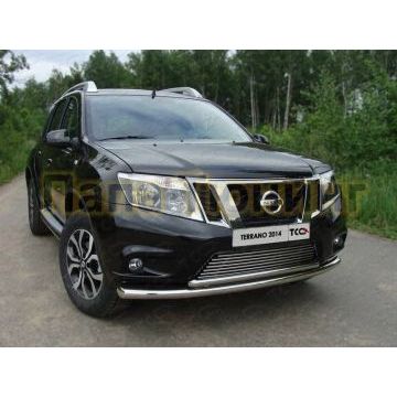 Защита передняя двойная 60/ 42 мм ТСС для Nissan Terrano 2014- Защита передняя двойная 60/ 42 мм ТСС для Nissan Terrano 2014-