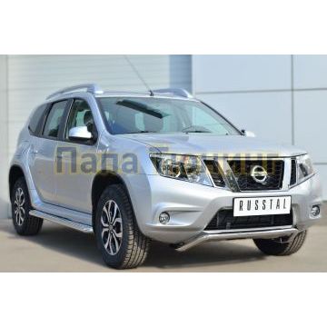 Защита переднего бампера d42 РусСталь для Nissan Terrano 2014-