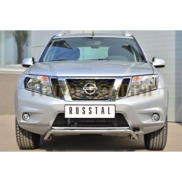 Защита переднего бампера d42 РусСталь для Nissan Terrano 2014-