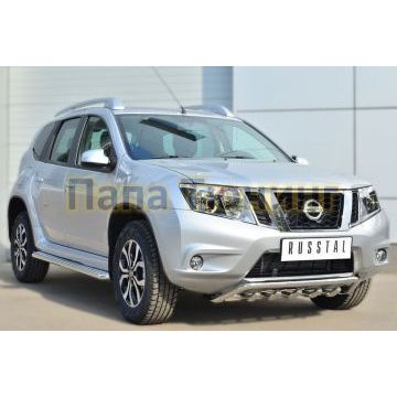 Защита передняя двойная с зубами 42-d42 РусСталь для Nissan Terrano 2014-