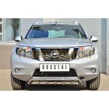 Защита передняя двойная с зубами 42-d42 РусСталь для Nissan Terrano 2014-