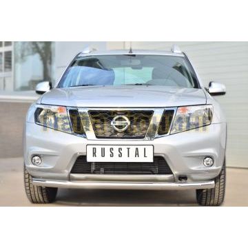 Защита переднего бампера d57 РусСталь для Nissan Terrano 2014-