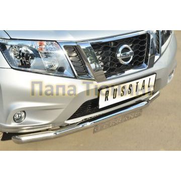 Защита переднего бампера с надписью d57 РусСталь для Nissan Terrano 2014-