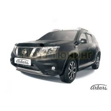 Защита переднего бампера чёрная сталь 42 мм Slitkoff для Nissan Terrano 2014- Защита переднего бампера чёрная сталь 42 мм Slitkoff для Nissan Terrano 2014-