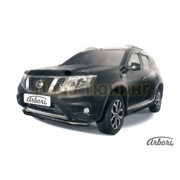 Защита переднего бампера чёрная сталь 57 мм Slitkoff для Nissan Terrano 2014- Защита переднего бампера чёрная сталь 57 мм Slitkoff для Nissan Terrano 2014-