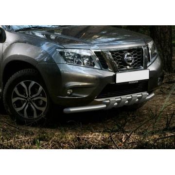 Защита передняя двойная с накладками 57-42 мм Rival для Nissan Terrano 2014-