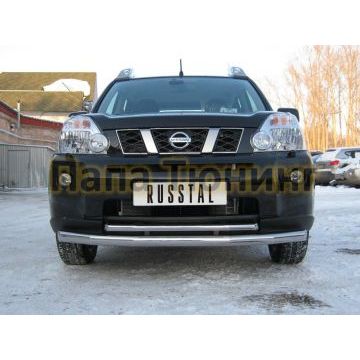 Защита передняя двойная d57-d42 РусСталь для Nissan X-Trail 2007-2011