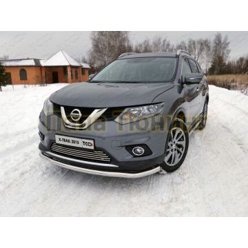 Защита переднего бампера 60 мм ТСС для Nissan X-Trail 2015-2018