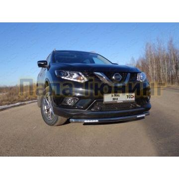 Защита переднего бампера короткая с ДХО 60 мм ТСС для Nissan X-Trail 2015-2018