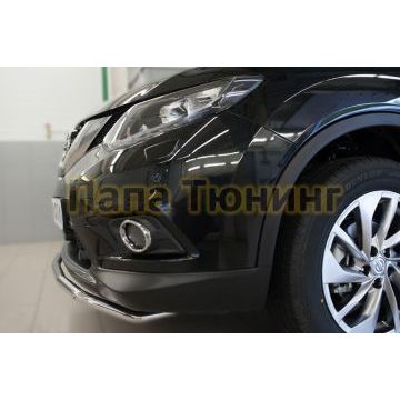 Защита переднего бампера d42 РусСталь для Nissan X-Trail 2015-2018