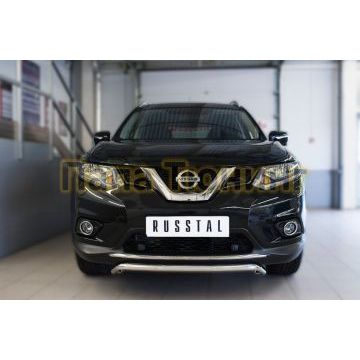 Защита переднего бампера d42 РусСталь для Nissan X-Trail 2015-2018