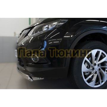 Защита передняя овальная 75х42 мм РусСталь для Nissan X-Trail 2015-2018