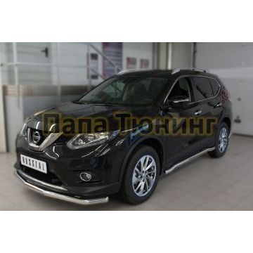Защита переднего бампера d57 РусСталь для Nissan X-Trail 2015-2018
