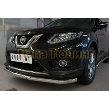 Защита переднего бампера d57 РусСталь для Nissan X-Trail 2015-2018