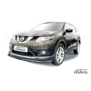 Защита переднего бампера чёрная сталь 57 мм Slitkoff для Nissan X-Trail T32 2015-2018