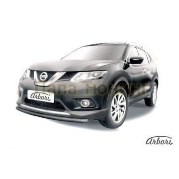 Защита передняя чёрная сталь короткая 57 мм Slitkoff для Nissan X-Trail T32 2015-2018