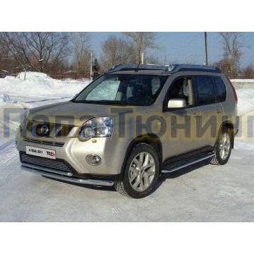 Защита передняя двойная 60-42 мм ТСС для Nissan X-Trail 2011-2015 Защита передняя двойная 60-42 мм ТСС для Nissan X-Trail 2011-2015