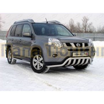 Защита передняя двойная 60-75 мм ТСС для Nissan X-Trail 2011-2015 Защита передняя двойная 60-75 мм ТСС для Nissan X-Trail 2011-2015