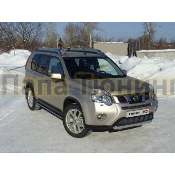 Защита передняя овальная 75х42 мм ТСС для Nissan X-Trail 2011-2015 Защита передняя овальная 75х42 мм ТСС для Nissan X-Trail 2011-2015