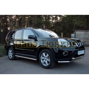 Защита передняя двойная d57-d57 РусСталь для Nissan X-Trail 2011-2015