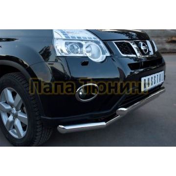 Защита передняя двойная d57-d57 РусСталь для Nissan X-Trail 2011-2015