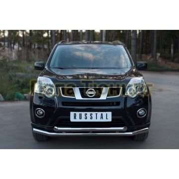 Защита передняя двойная d57-d57 РусСталь для Nissan X-Trail 2011-2015