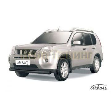 Защита переднего бампера чёрная сталь 76 мм Slitkoff для Nissan X-Trail T31 2011-2015 Защита переднего бампера чёрная сталь 76 мм Slitkoff для Nissan X-Trail T31 2011-2015