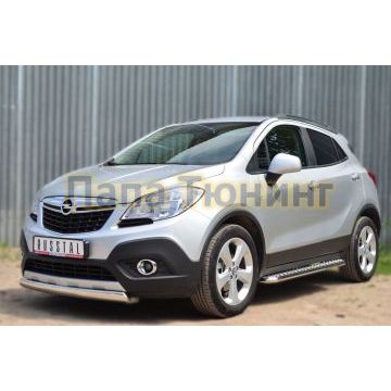 Защита передняя овальная 75х42 мм РусСталь для Opel Mokka 2012-