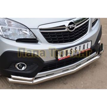 Защита передня двойная с уголками d57-d42 РусСталь для Opel Mokka 2012-