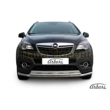Защита передняя двойная длинная 57-42 мм Slitkoff для Opel Mokka 2012-