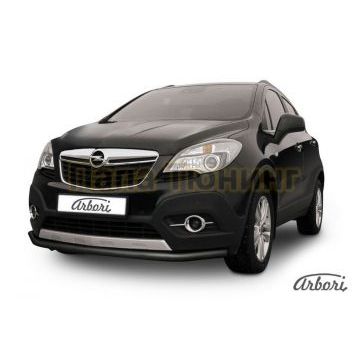Защита передняя чёрная сталь длинная 57 мм Slitkoff для Opel Mokka 2012-
