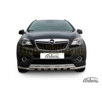 Защита передняя двойная с накладками 57-42 мм Slitkoff для Opel Mokka 2012-