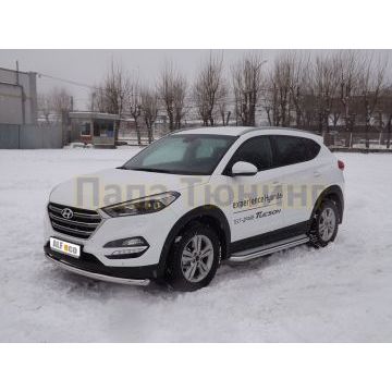 Защита переднего бампера 60 мм ALFeco для Hyundai Tucson 2015-2021