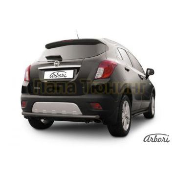 Защита заднего бампера чёрная сталь радиусная 57 мм Slitkoff для Opel Mokka 2012-