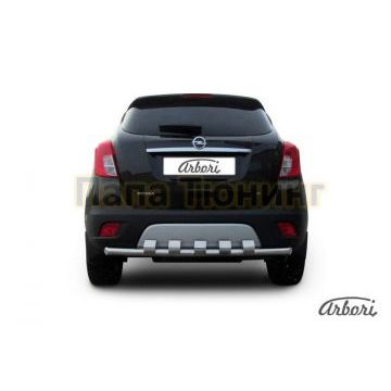Защита заднего бампера с декором 57 мм Slitkoff для Opel Mokka 2012-