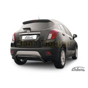 Защита заднего бампера чёрная сталь скоба 57 мм Slitkoff для Opel Mokka 2012-