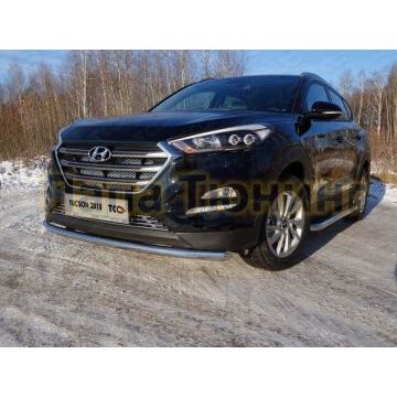 Защита переднего бампера 60 мм ТСС для Hyundai Tucson 2015-2018