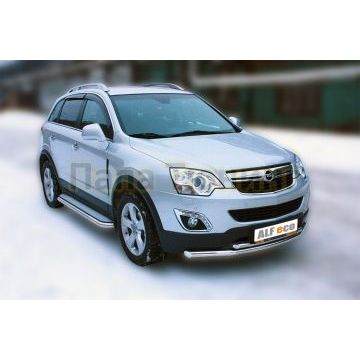 Защита передняя двойная 60-42 мм ALFeco для Opel Antara 2010-2017