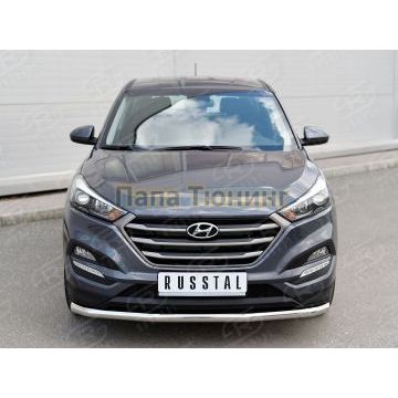 Защита переднего бампера d57 РусСталь для Hyundai Tucson 2015-2021