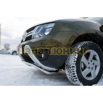 Защита переднего бампера d42 волна РусСталь для Renault Duster 2015-