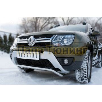 Защита переднего бампера d42 волна РусСталь для Renault Duster 2015-