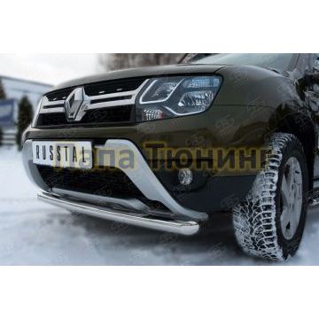 Защита переднего бампера d57 дуга РусСталь для Renault Duster 2015-