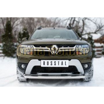 Защита переднего бампера d57 дуга РусСталь для Renault Duster 2015-