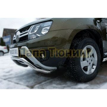 Защита переднего бампера d57 волна РусСталь для Renault Duster 2015-