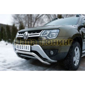 Защита переднего бампера d57 волна РусСталь для Renault Duster 2015-