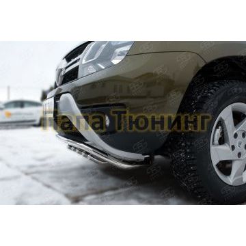 Защита передняя двойная волна и зубы d42 РусСталь для Renault Duster 2015-