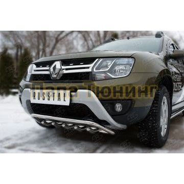 Защита передняя двойная волна и зубы d42 РусСталь для Renault Duster 2015-